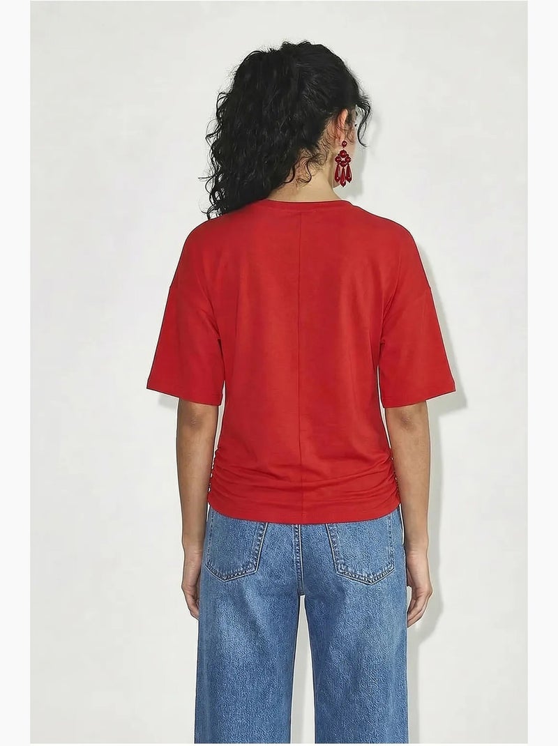 T-shirt regular fit com gola redonda lucci Vermelho - Kiabi
