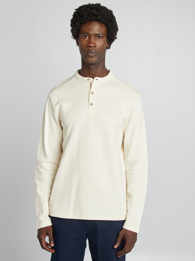 T-shirt regular fit em malha de fantasia BRANCO - Kiabi