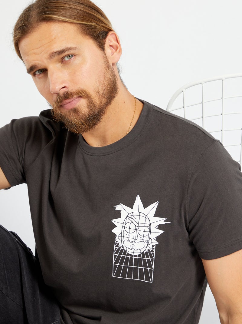 T-shirt 'Rick e Morty' manga curta Cinza Mesclado - Kiabi
