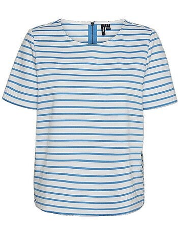 T-shirt Riscas Branco/Azul Vero Moda para Mulher