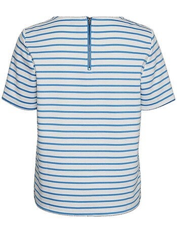 T-shirt Riscas Branco/Azul Vero Moda para Mulher