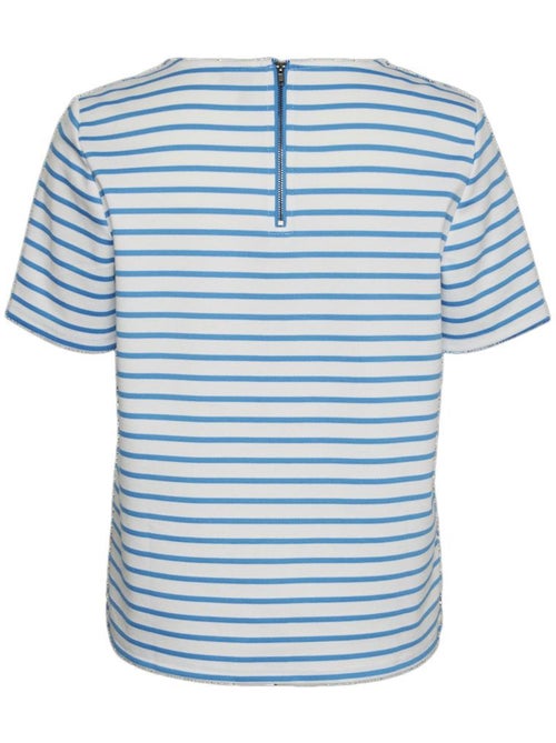 T-shirt Riscas Branco/Azul Vero Moda para Mulher - Kiabi T-shirt Riscas Branco/Azul Vero Moda para Mulher - Kiabi