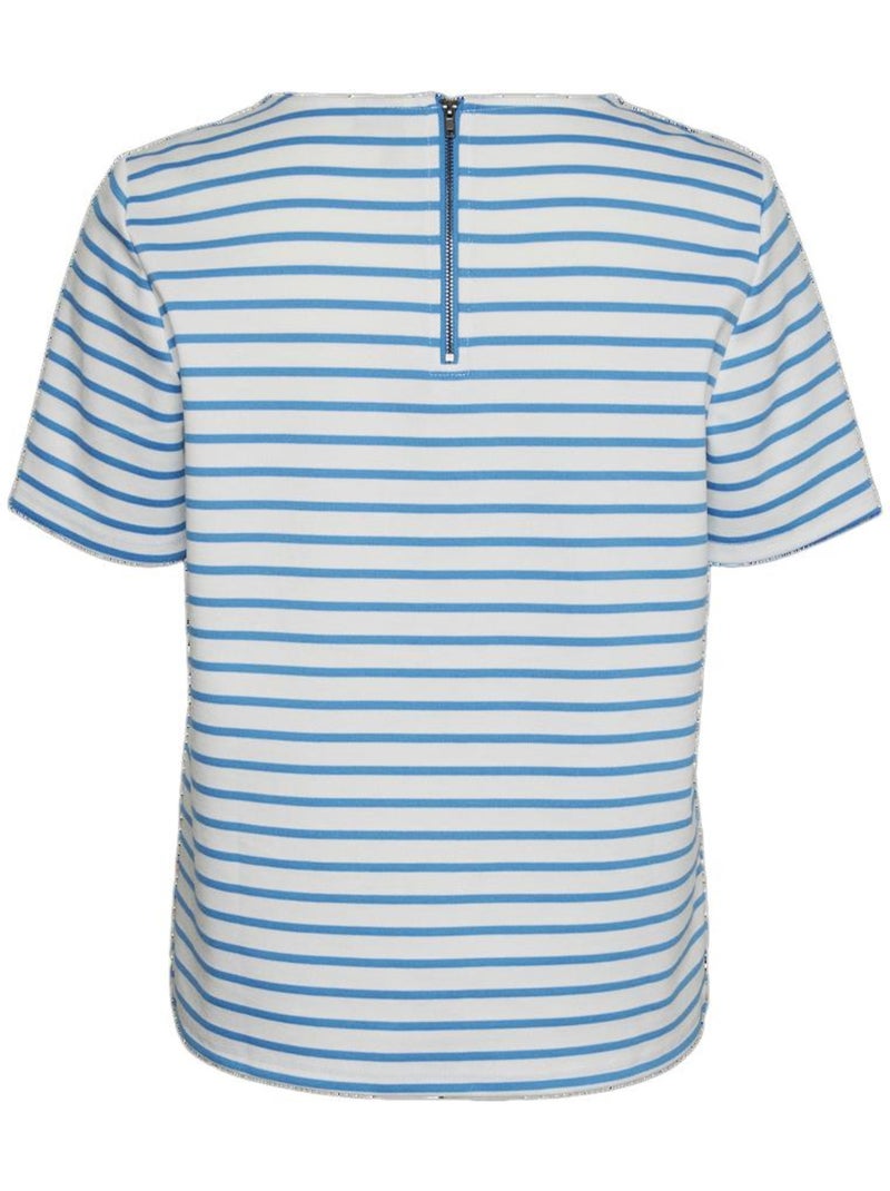 T-shirt Riscas Branco/Azul Vero Moda para Mulher Branco - Kiabi