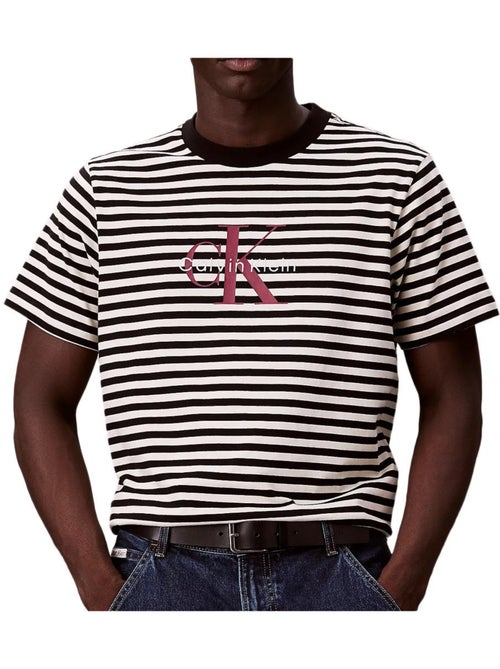 T-Shirt Riscas Preto/Cru Homem Calvin Klein Jeans - Kiabi T-Shirt Riscas Preto/Cru Homem Calvin Klein Jeans - Kiabi
