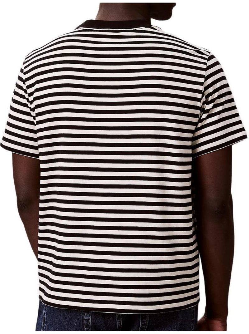T-Shirt Riscas Preto/Cru Homem Calvin Klein Jeans Preto - Kiabi