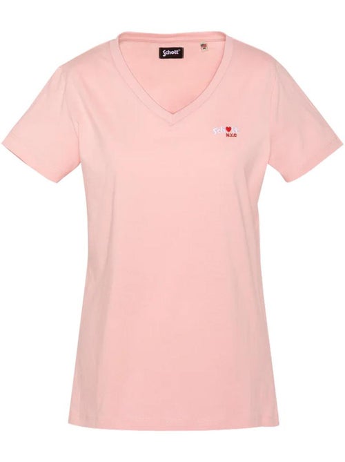 T-Shirt Rosa de Mulher Schott TSBRODEDW - Kiabi T-Shirt Rosa de Mulher Schott TSBRODEDW - Kiabi