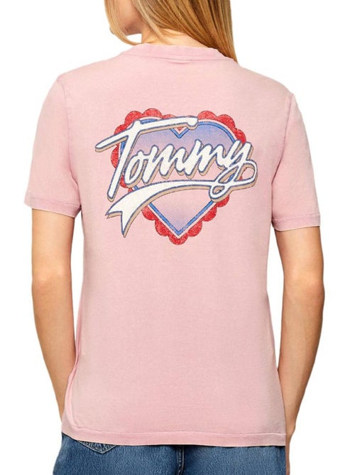 T-shirt rosa de mulher tommy hilfiger dw0dw21524 - Kiabi