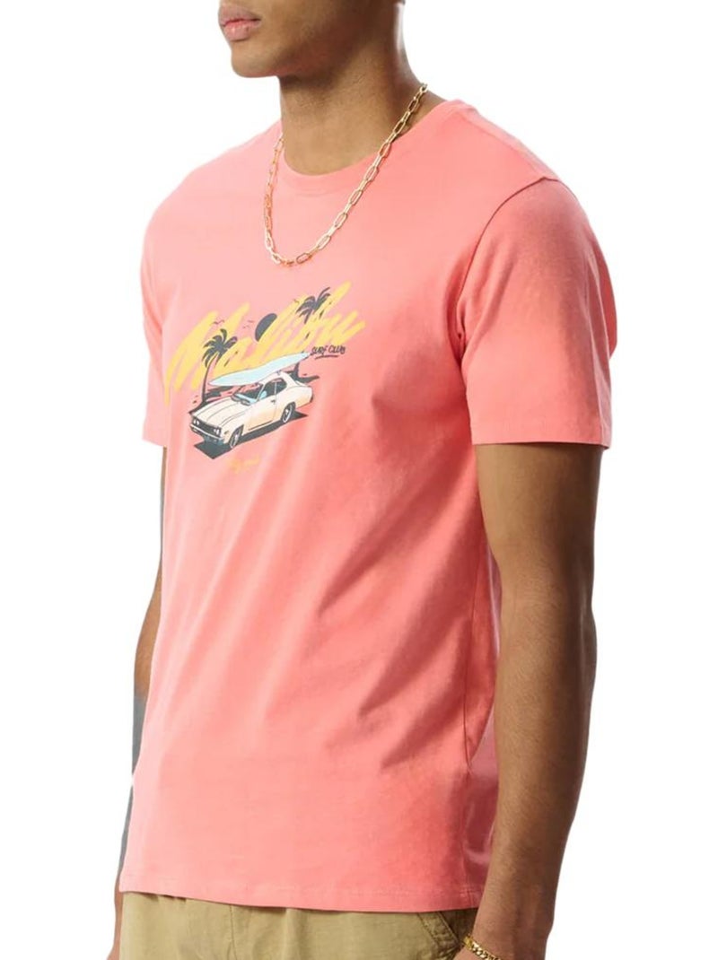 T-shirt Rosa Masculina Teddy Smith Malibu Rosa - Kiabi