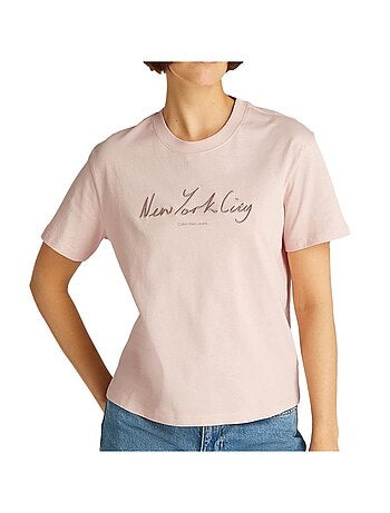 T-shirt Rosa para Mulher Calvin Klein Jeans Bordada
