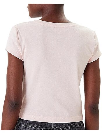 T-Shirt Rosa para Mulher Calvin Klein Jeans com Etiqueta Ri-cloud
