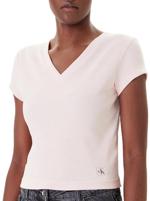 T-Shirt Rosa para Mulher Calvin Klein Jeans com Etiqueta Ri-cloud - Kiabi T-Shirt Rosa para Mulher Calvin Klein Jeans com Etiqueta Ri-cloud - Kiabi