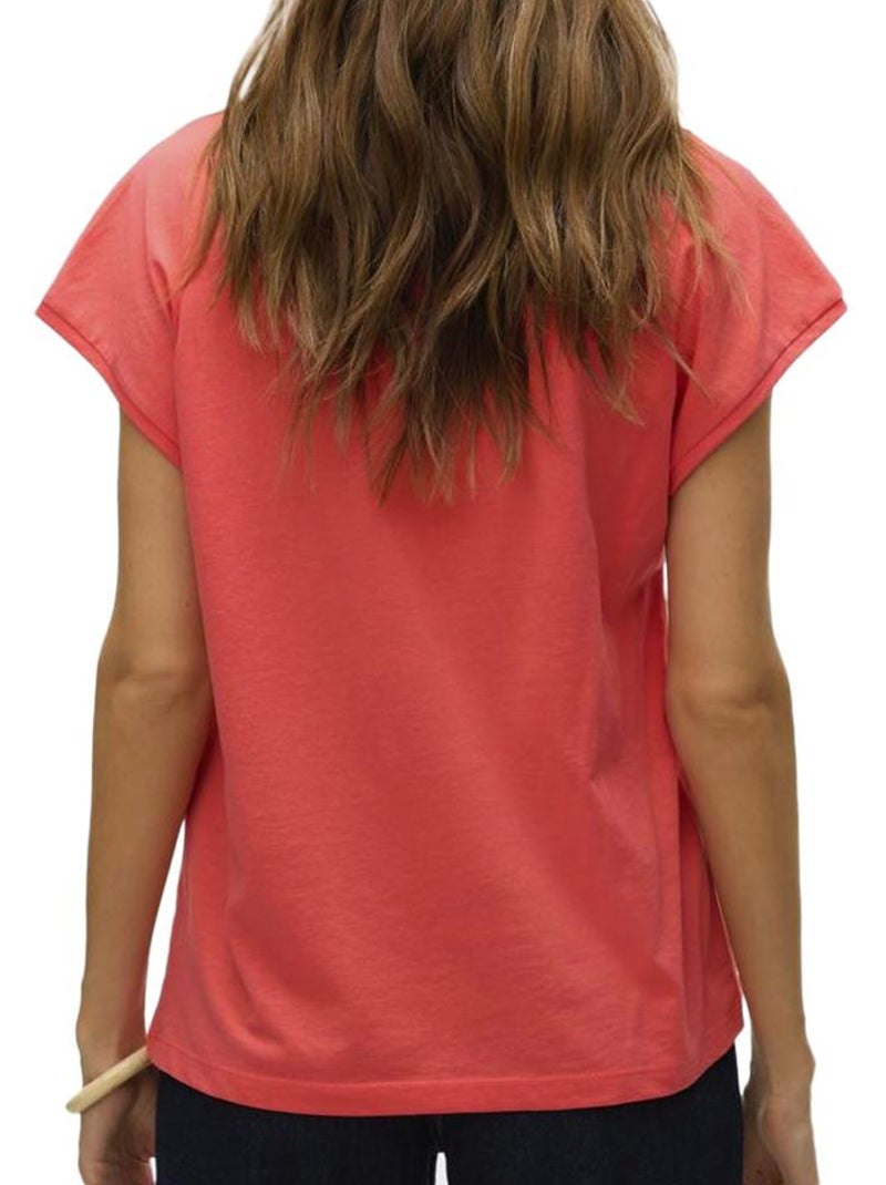 T-shirt Rosa Vero Moda Dubarry para Mulher Coral - Kiabi