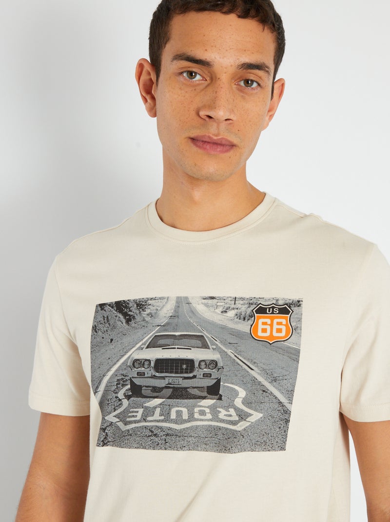 T-shirt 'Route 66' em jersey BRANCO - Kiabi
