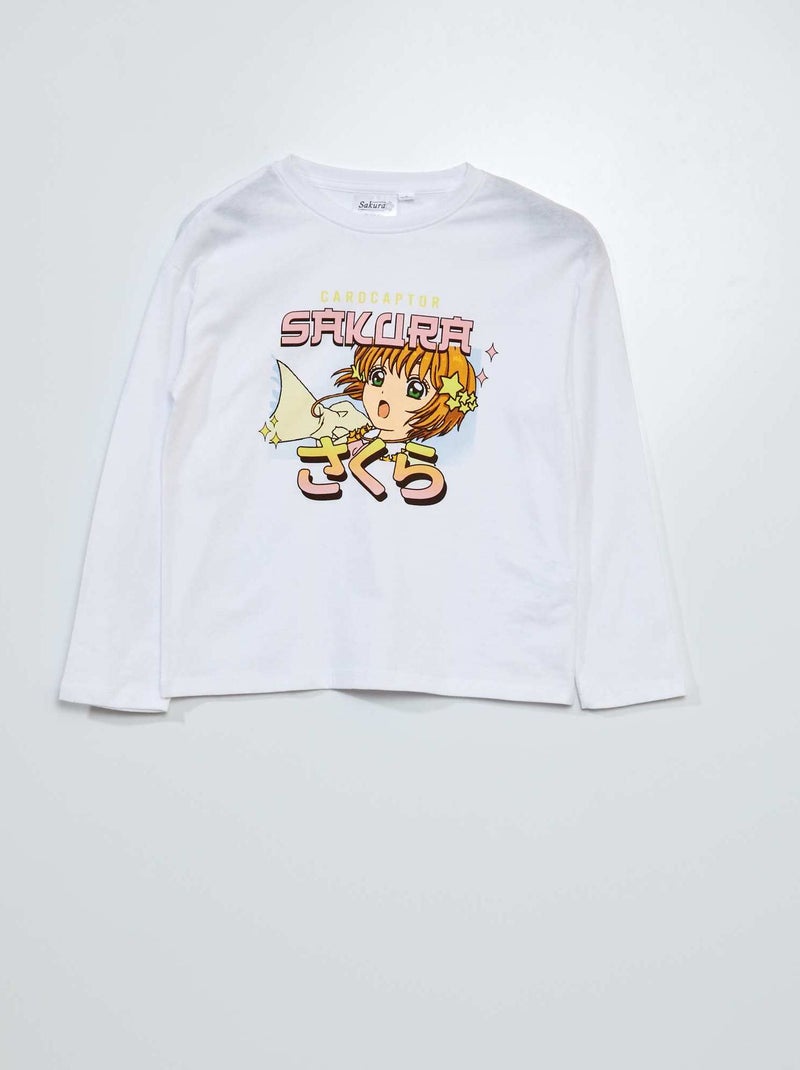 T-shirt 'Sakura' de manga comprida Branco - Kiabi
