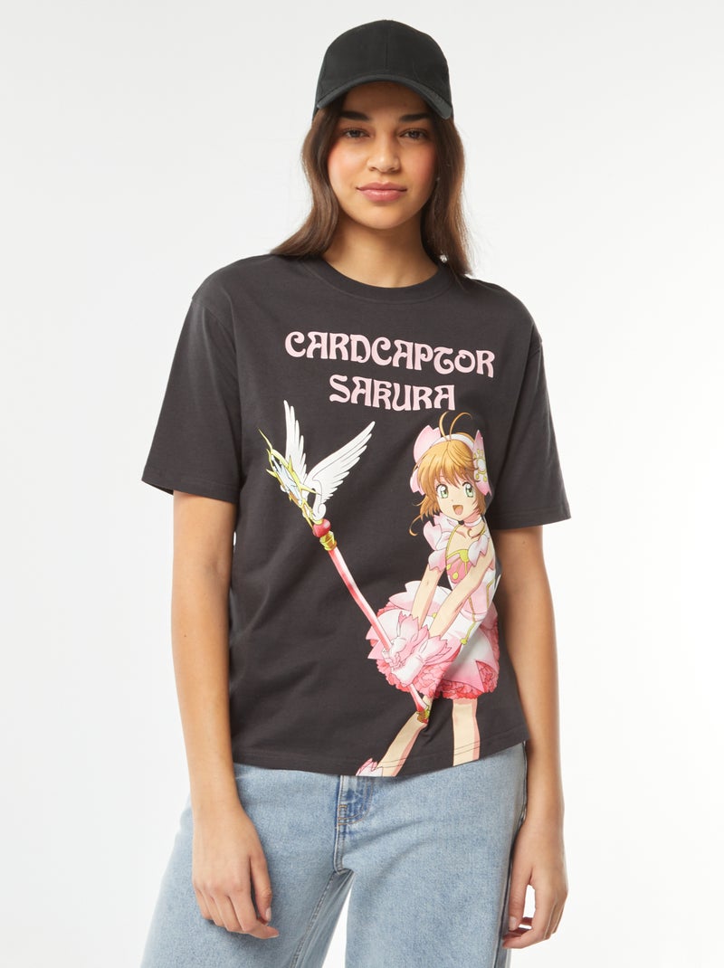 T-shirt 'Sakura' de manga curta PRETO - Kiabi