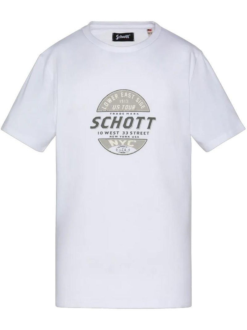 T-Shirt Schott Branco com Estampado para Rapaz Branco - Kiabi