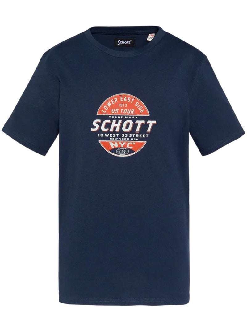 T-shirt Schott USTOUR para Rapaz Azul-Marinho Azul-marinho - Kiabi