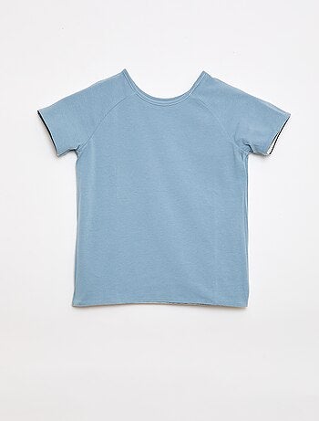 T-shirt sem lado definido e reversível de manga curta