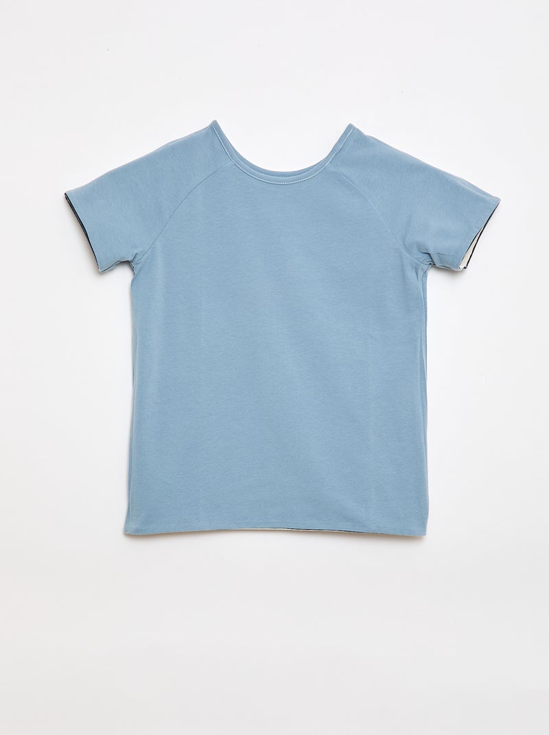 T-shirt sem lado definido e reversível de manga curta Azul - Kiabi