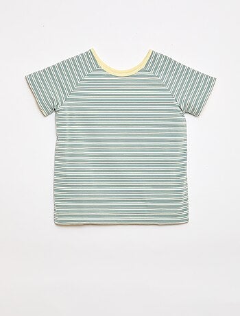 T-shirt sem lado definido e reversível de manga curta