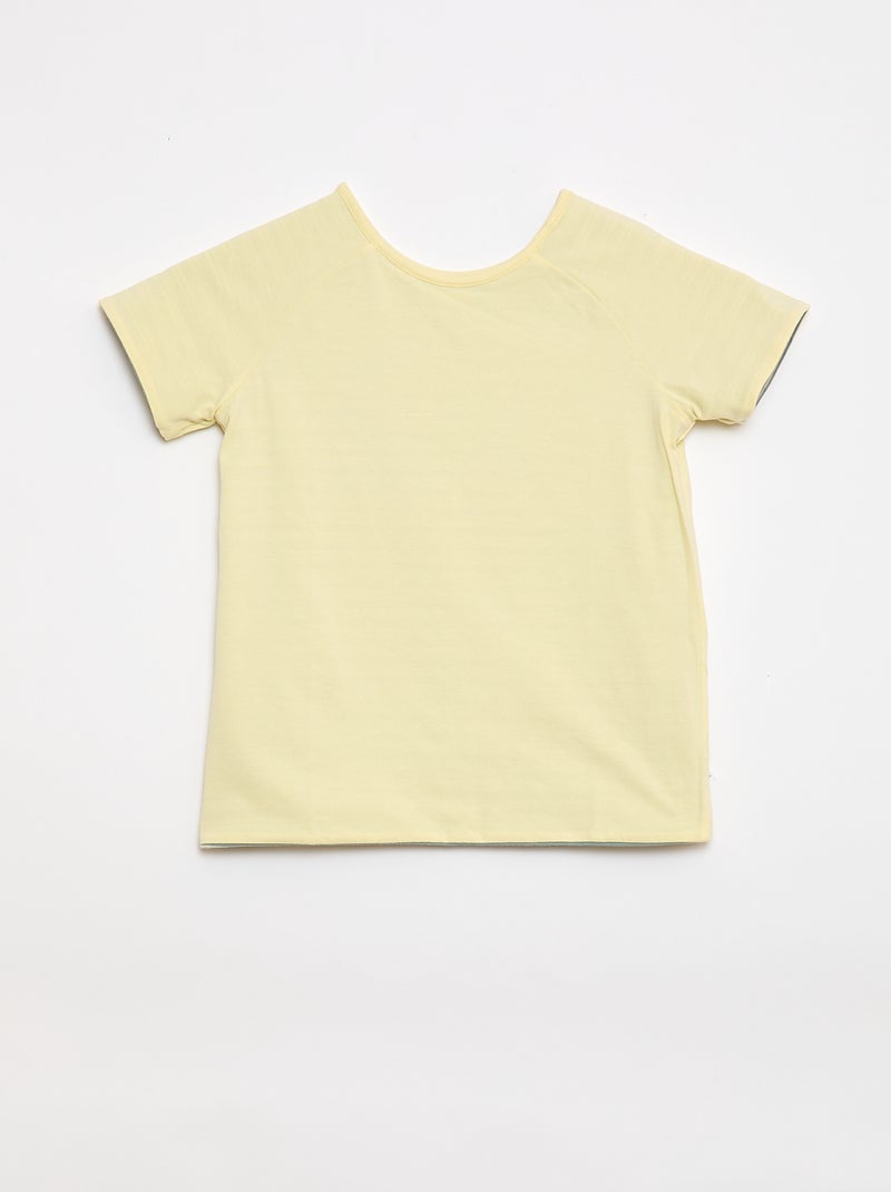 T-shirt sem lado definido e reversível de manga curta Caqui - Kiabi