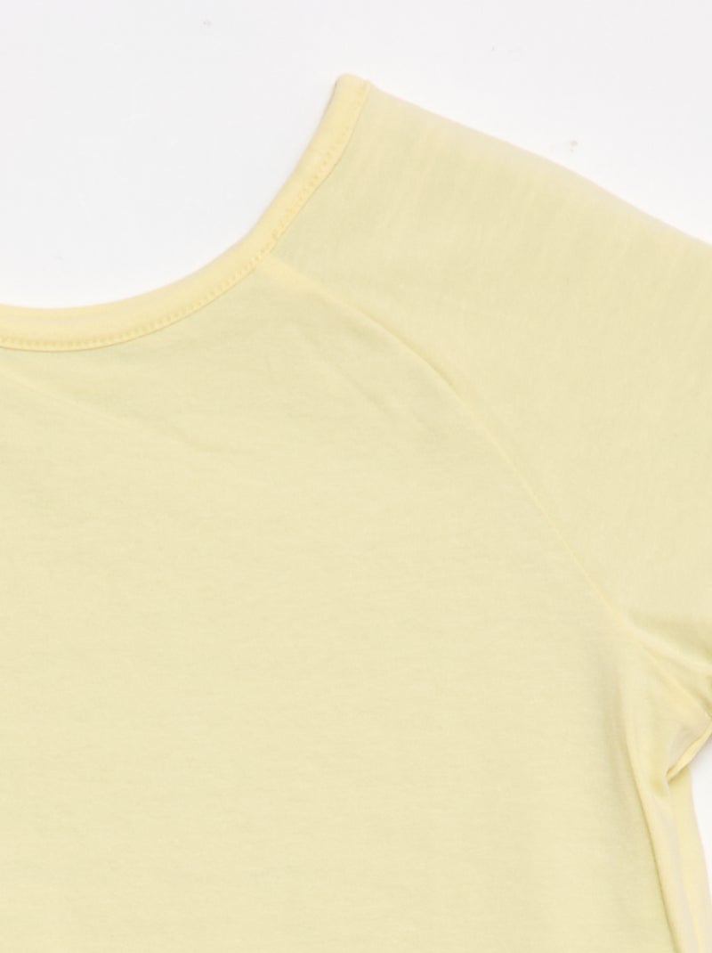 T-shirt sem lado definido e reversível de manga curta Caqui - Kiabi