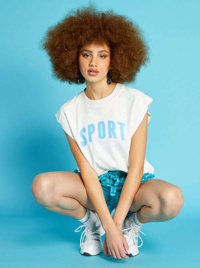 T-shirt sem mangas com estampado CINZA - Kiabi