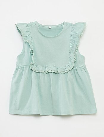 T-shirt sem mangas com folhos - coleção fácil de vestir