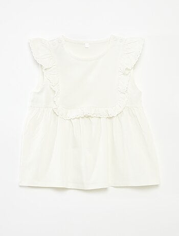 T-shirt sem mangas com folhos - So Easy