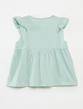 T-shirt sem mangas com folhos - So Easy