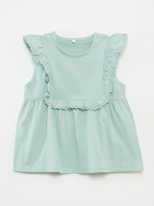 T-shirt sem mangas com folhos - So Easy - Kiabi