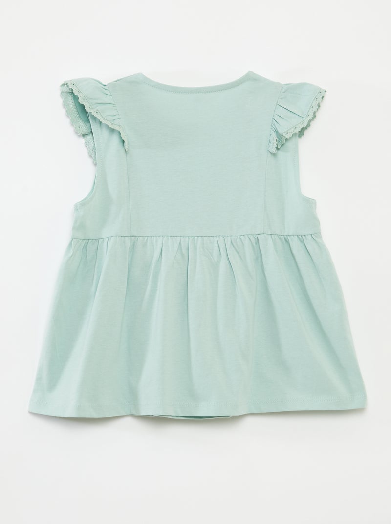 T-shirt sem mangas com folhos - So Easy VERDE - Kiabi