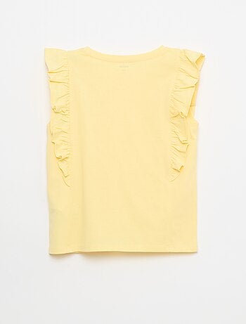 T-shirt sem mangas com folhos