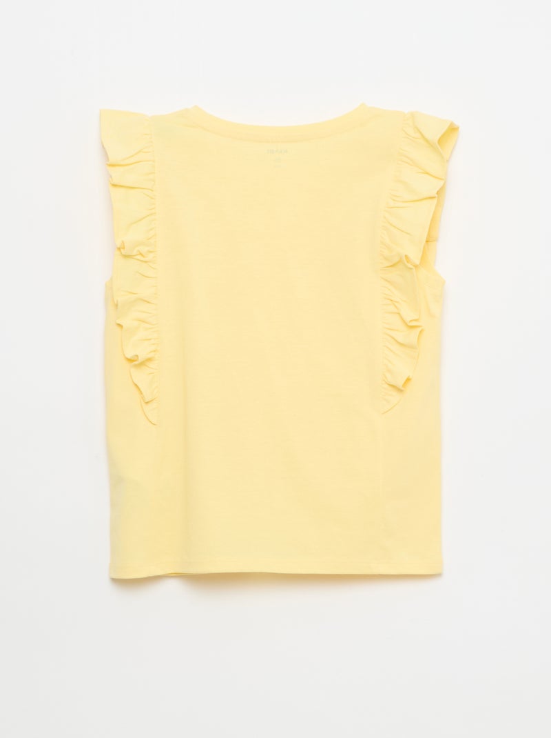 T-shirt sem mangas com folhos Amarelo - Kiabi