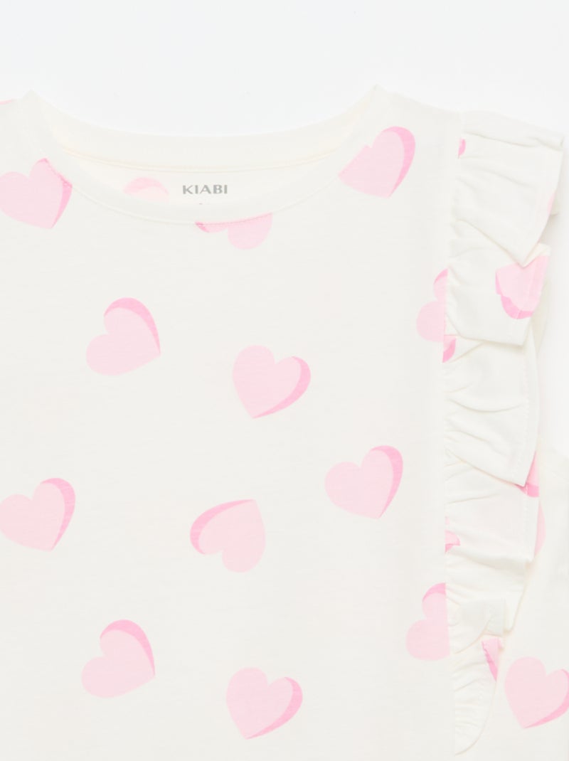 T-shirt sem mangas com folhos Rosa - Kiabi