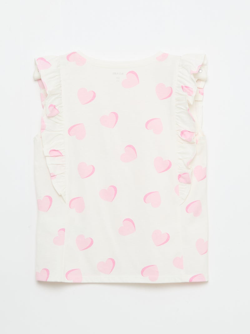T-shirt sem mangas com folhos Rosa - Kiabi
