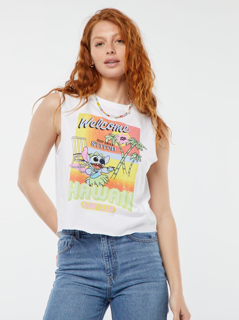 T-shirt sem mangas 'Disney' 'Stitch' BRANCO - Kiabi