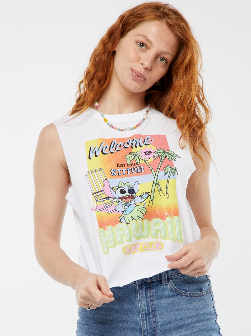 T-shirt sem mangas 'Disney' 'Stitch' BRANCO - Kiabi