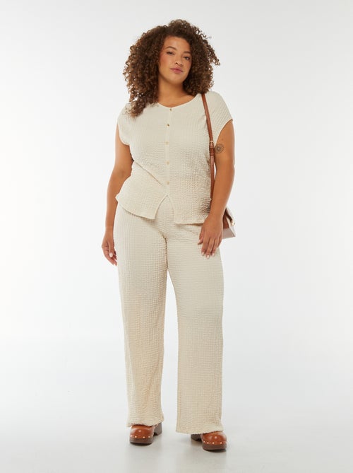 T-shirt sem mangas em malha gofrada - Kiabi