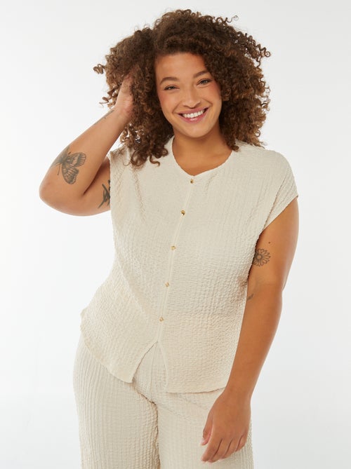 T-shirt sem mangas em malha gofrada - Kiabi