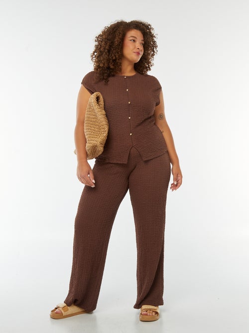 T-shirt sem mangas em malha gofrada - Kiabi