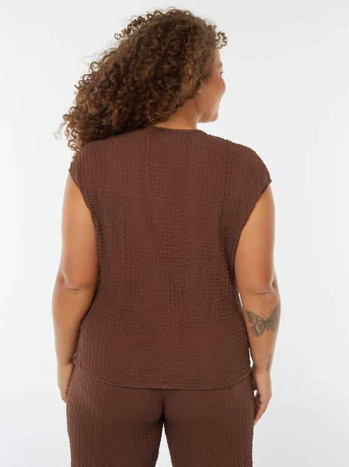 T-shirt sem mangas em malha gofrada - Kiabi