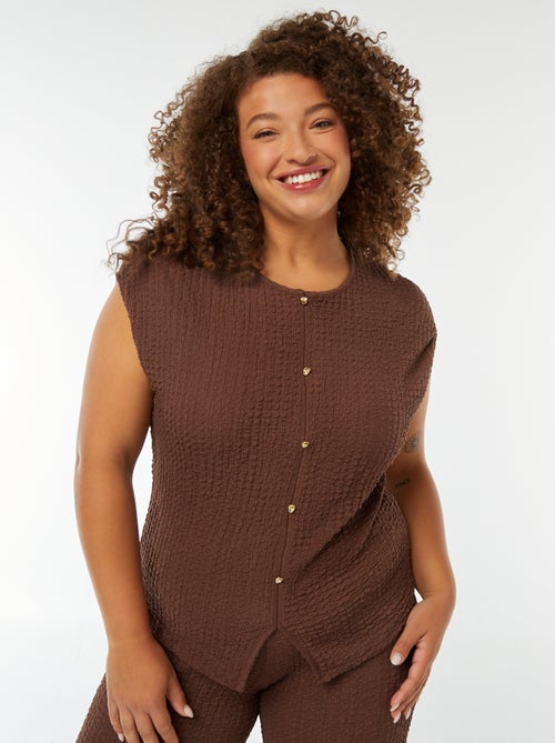 T-shirt sem mangas em malha gofrada - Kiabi