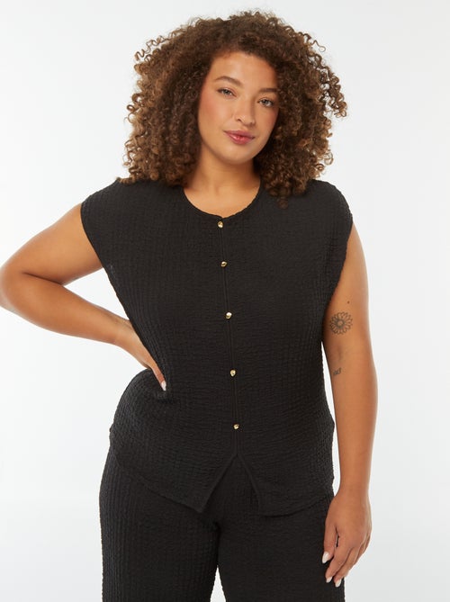 T-shirt sem mangas em malha gofrada - Kiabi
