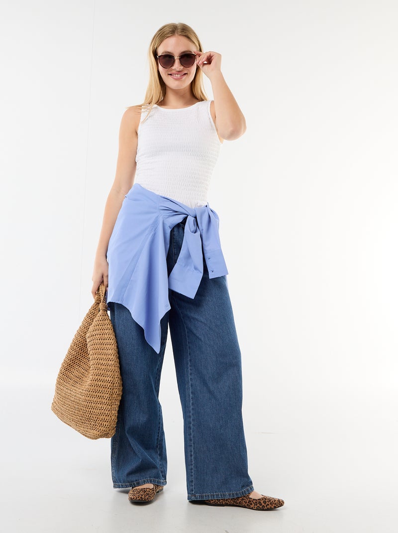 T-shirt sem mangas stretch Branco - Kiabi