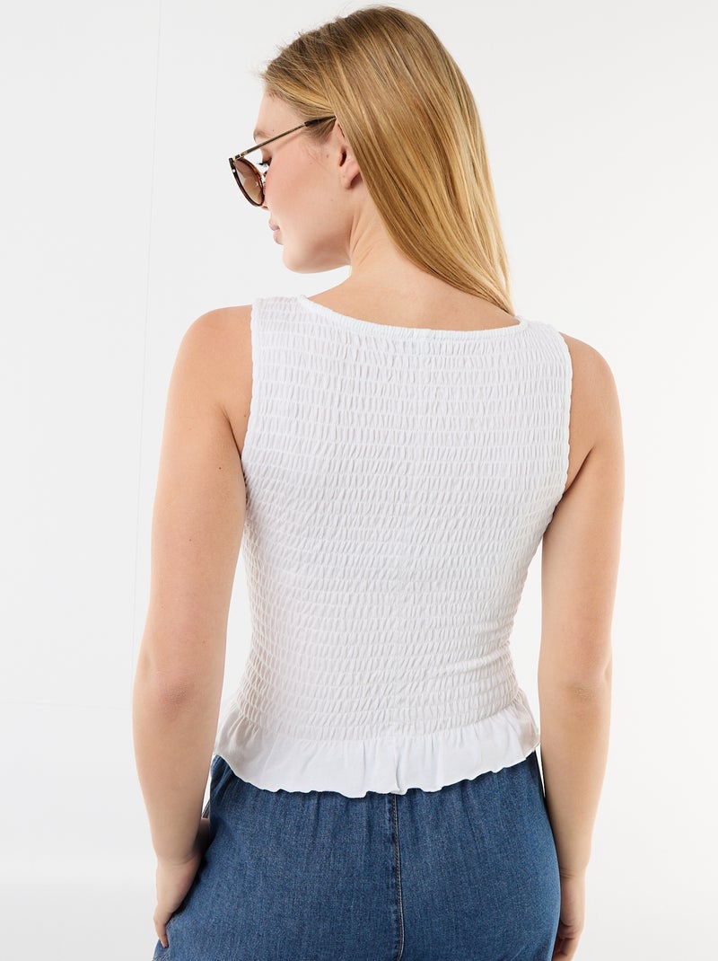 T-shirt sem mangas stretch Branco - Kiabi
