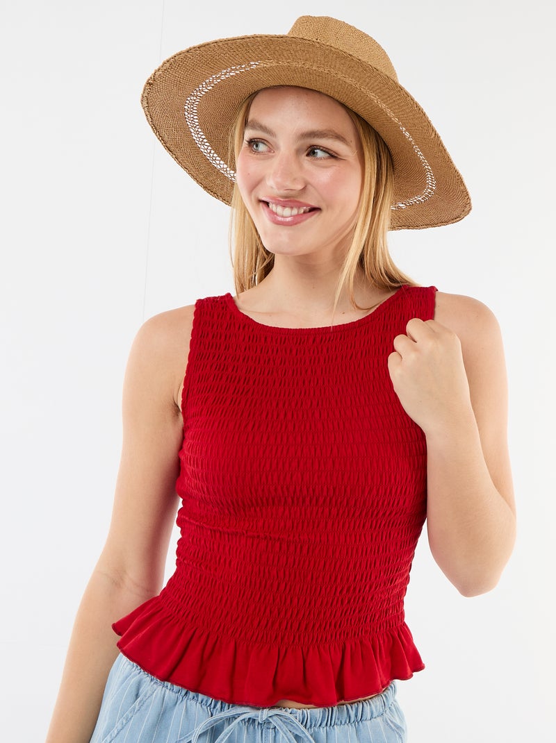 T-shirt sem mangas stretch Vermelho - Kiabi