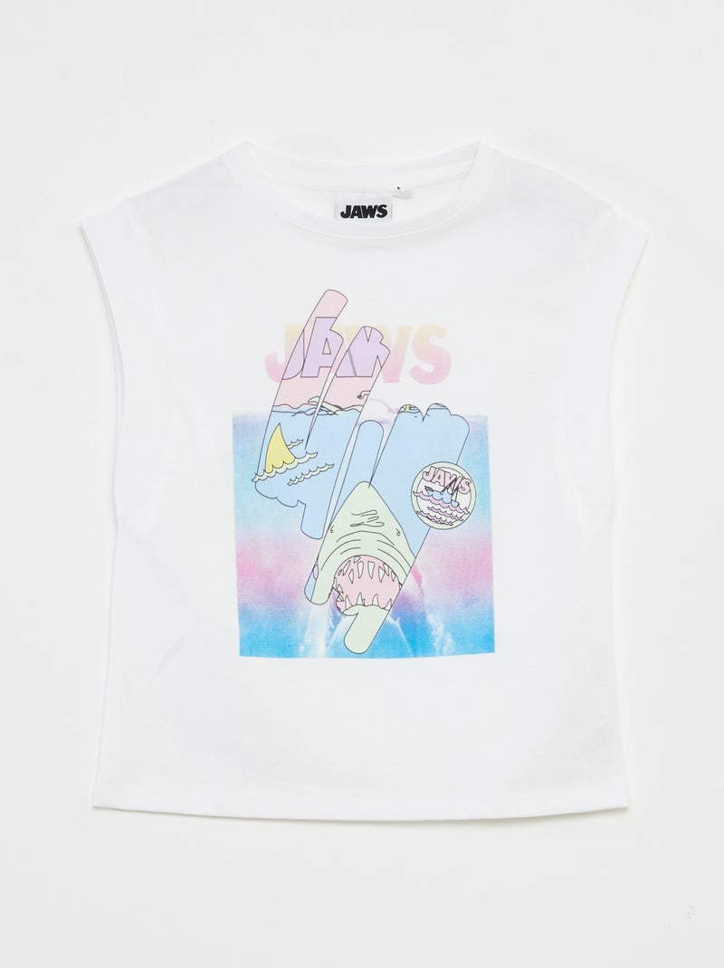 T-shirt sem mangas 'Tubarão' BRANCO - Kiabi