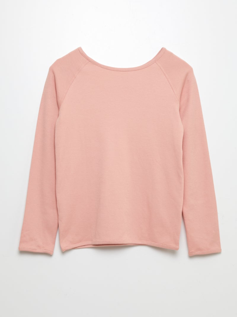 T-shirt sem sentido de manga comprida - coleção fácil de vestir ROSA - Kiabi