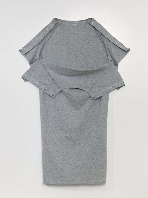 T-shirt semi-comprida com molas de pressão nos ombros - So Easy - Kiabi